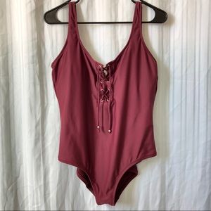 Mossimo Supply Co. Burgundy One Piece Swimsuit